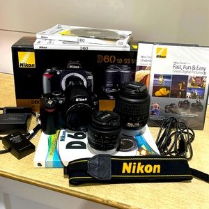 Nikon DSLR Camera D60 body plus 2 lenses.